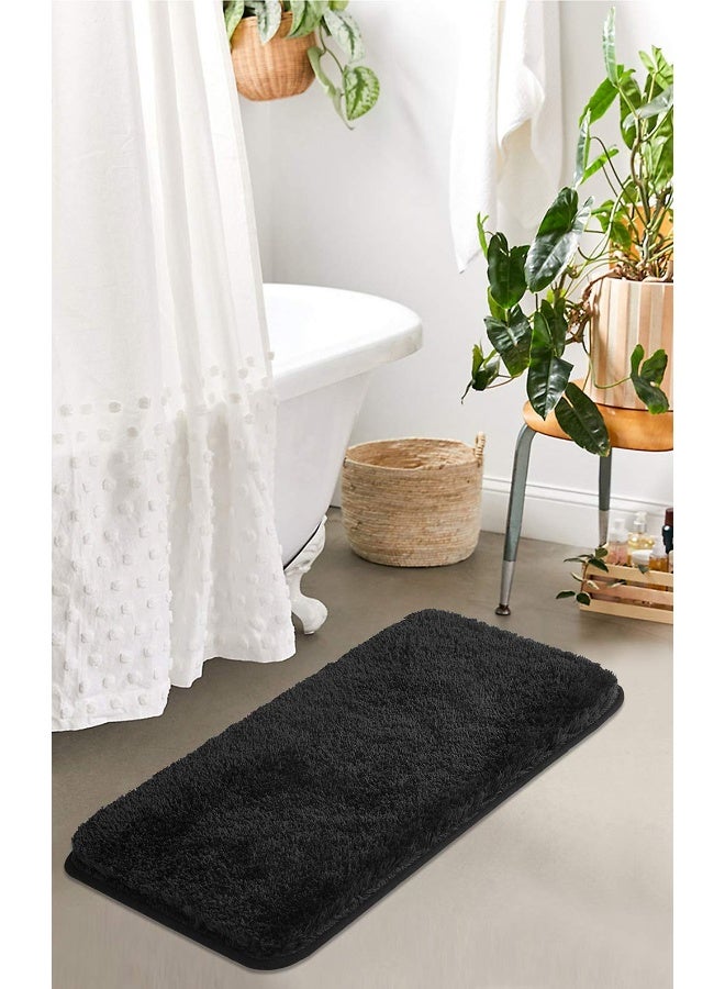 SuchTale Large Extra Soft Absorbent Shaggy Bath Mat (24 x 40, Black) Machine Washable Microfiber Non Slip Luxury Floor Mats Rubber Back - Image 2