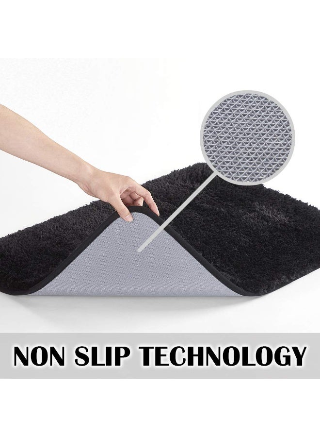 SuchTale Large Extra Soft Absorbent Shaggy Bath Mat (24 x 40, Black) Machine Washable Microfiber Non Slip Luxury Floor Mats Rubber Back - Image 3