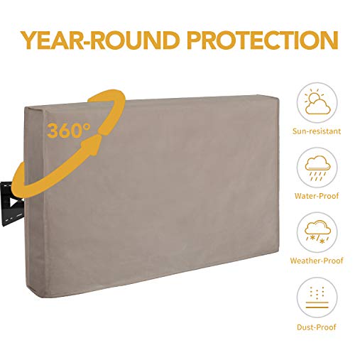 Easy-Going Outdoor TV Cover for 58 to 60 inches LCD, LED, Waterproof, Weatherproof and Dust-Proof TV Screen Protectors with Cleaning Cloth (60 inch,Camel) - Image 3