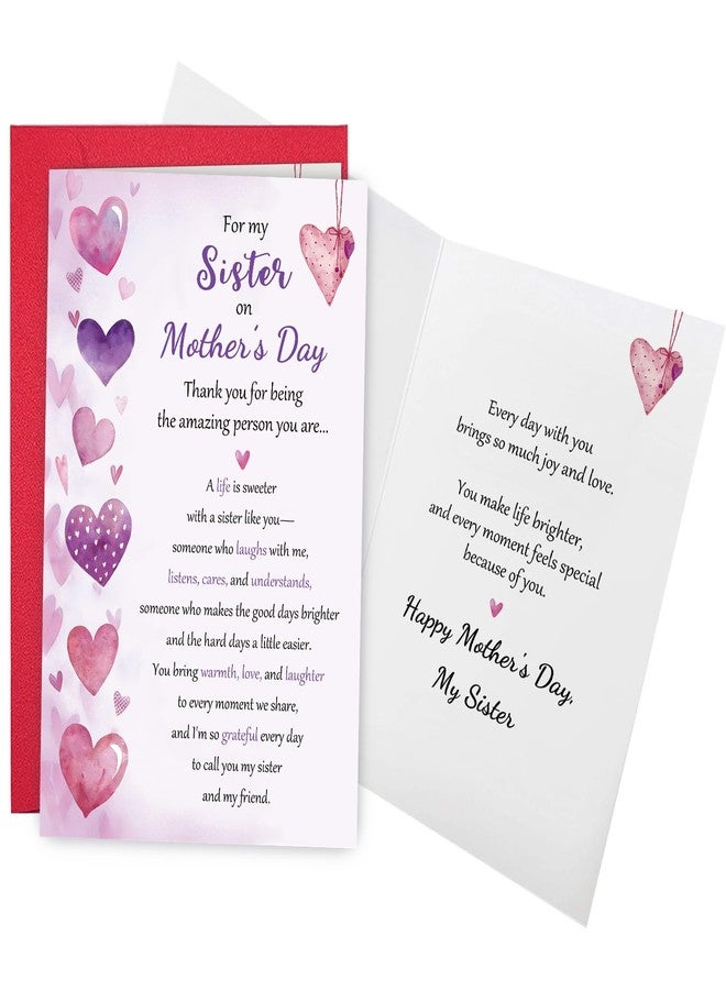 Ogeby Heartfelt Mother's Day Card for Sister, Poem Mothers Day Card from Sister Brother Sibling, Thank You for Being the Wonderful Person You Are - Image 1