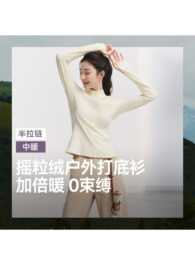 Beneunder New High-Stretch Polar Fleece Half-Zip Base Layer For Women, Double-Sided Brushed High-Quality Long-Sleeve T-Shirt - Image 2