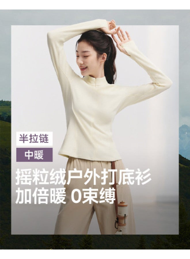 Beneunder New High-Stretch Polar Fleece Half-Zip Base Layer For Women, Double-Sided Brushed High-Quality Long-Sleeve T-Shirt - Image 1