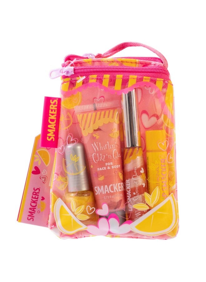 Lip Smacker Lip Smacker Pink Lemonade Glam Bag Makeup Set for Girls | Lip Balm, Lip Gloss, Nail Polish, & Lotion | Christmas Make Up Collection | Holiday Present | Gift for Girls | Set of 4  - Image 1