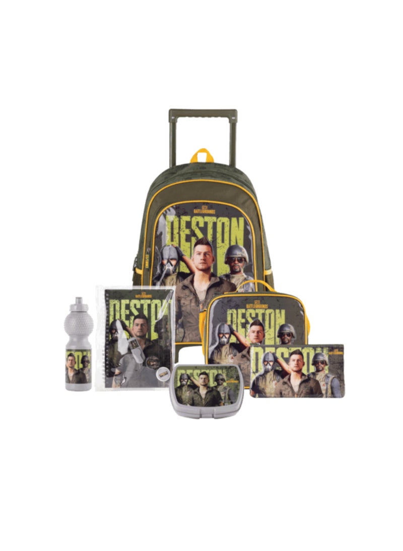 Pubg 6-in-1 Battleground Deston Trolley Bag Set Olive and Grey 18 Inch TBT236IN1C23-18 - Image 1