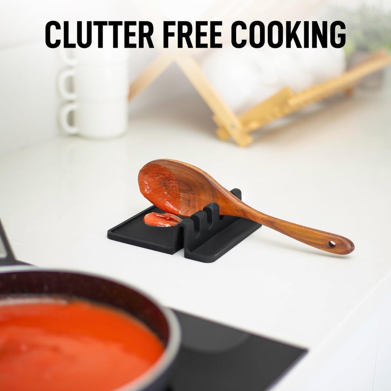 Zulay Kitchen Silicone Utensil Rest - BPA-Free, Durable Spoon Rest with Drip Pad - Heat-Resistant for Stove Top & Counter - Kitchen Gadget Holder - Image 3