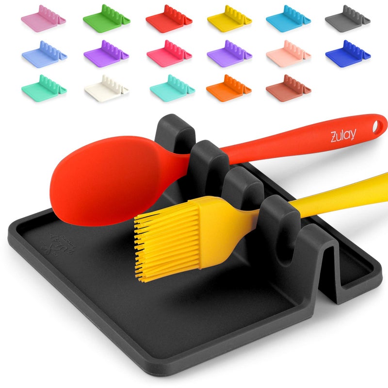 Zulay Kitchen Silicone Utensil Rest - BPA-Free, Durable Spoon Rest with Drip Pad - Heat-Resistant for Stove Top & Counter - Kitchen Gadget Holder - Image 1