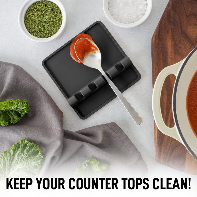 Zulay Kitchen Silicone Utensil Rest - BPA-Free, Durable Spoon Rest with Drip Pad - Heat-Resistant for Stove Top & Counter - Kitchen Gadget Holder - Image 2
