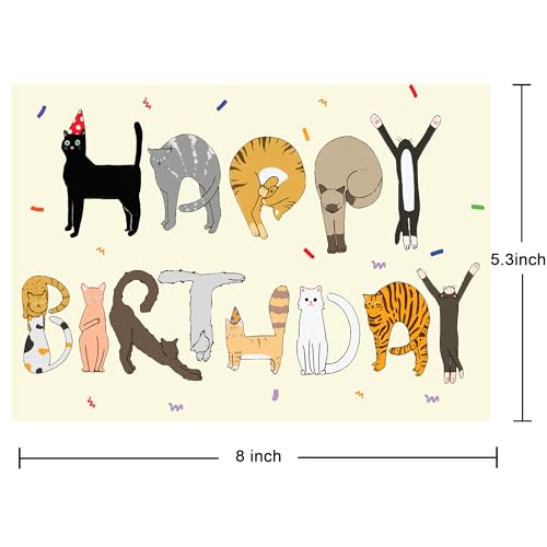 Cheerin Happy Birthday Card for Him or Her - Funny Birthday Card - Humourous Greeting Card - Cat Birthday Card for Cat Lovers Men Women - Image 2