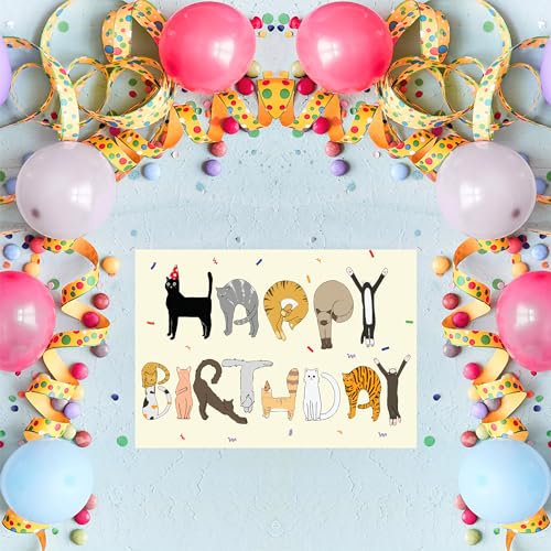 Cheerin Happy Birthday Card for Him or Her - Funny Birthday Card - Humourous Greeting Card - Cat Birthday Card for Cat Lovers Men Women - Image 4
