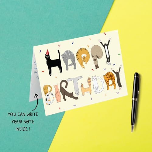 Cheerin Happy Birthday Card for Him or Her - Funny Birthday Card - Humourous Greeting Card - Cat Birthday Card for Cat Lovers Men Women - Image 3