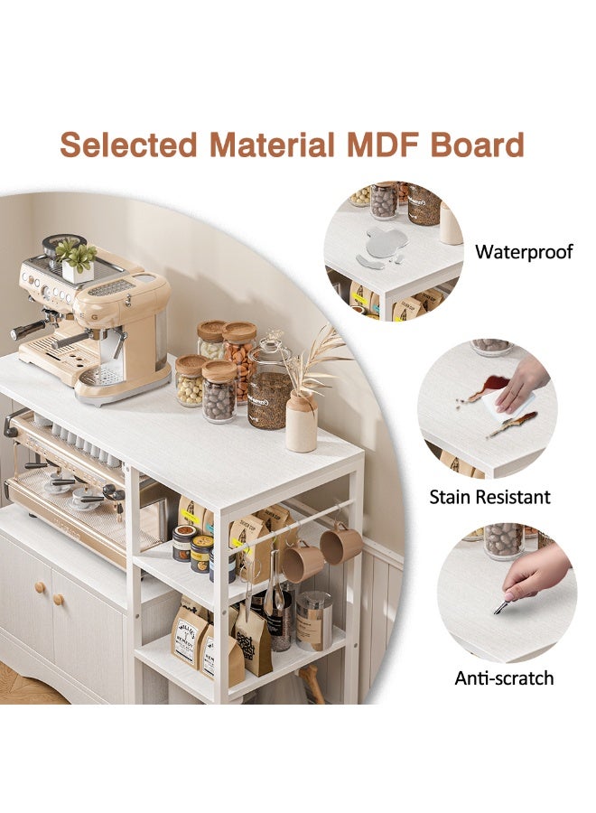 ALIVINGHOME White Kitchen Storage Shelf with Cabinet and Open Shelves for Home Organization - Image 4