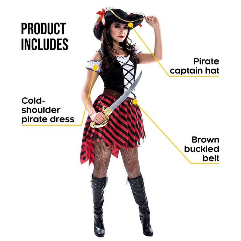 Morph Adult Pirate Costume - Women's Dress, Outfit, Wench - Female Pirate Costume - Medium - Image 2