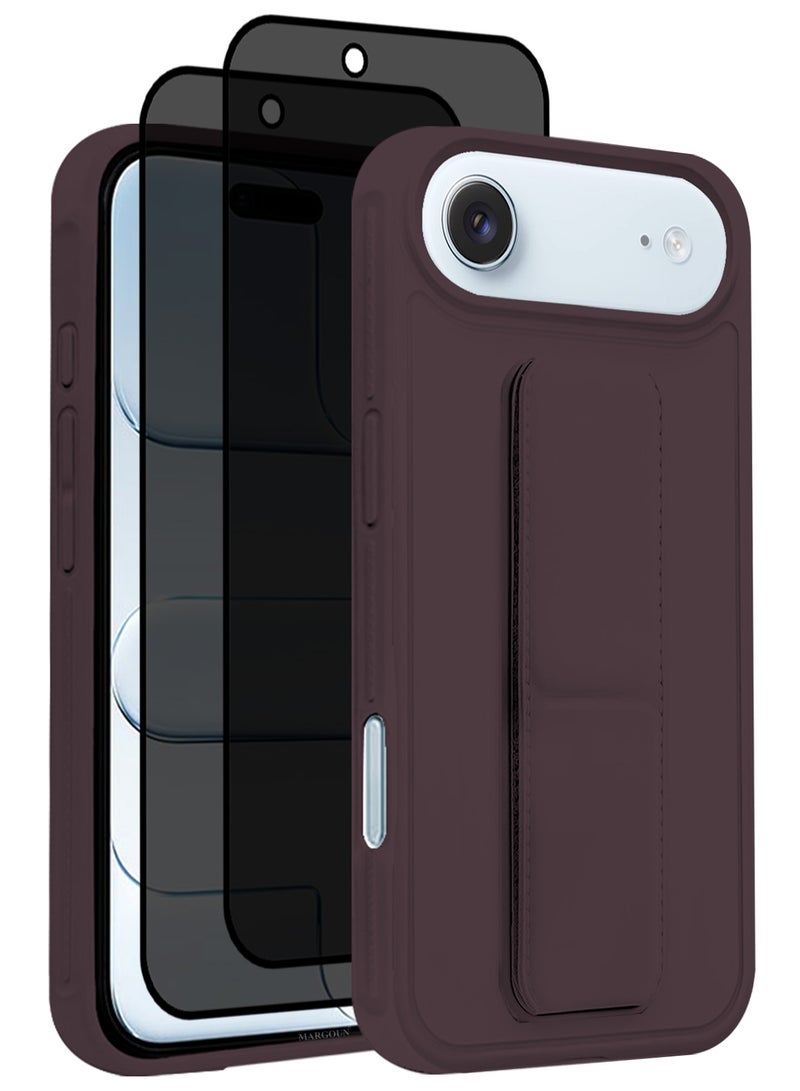 3 Packs Premium PU Leather Case for iPhone 17 Air with Stand Function Shockproof and Anti Scratch Finger Grip with Two Privacy Screen Protector - Image 1