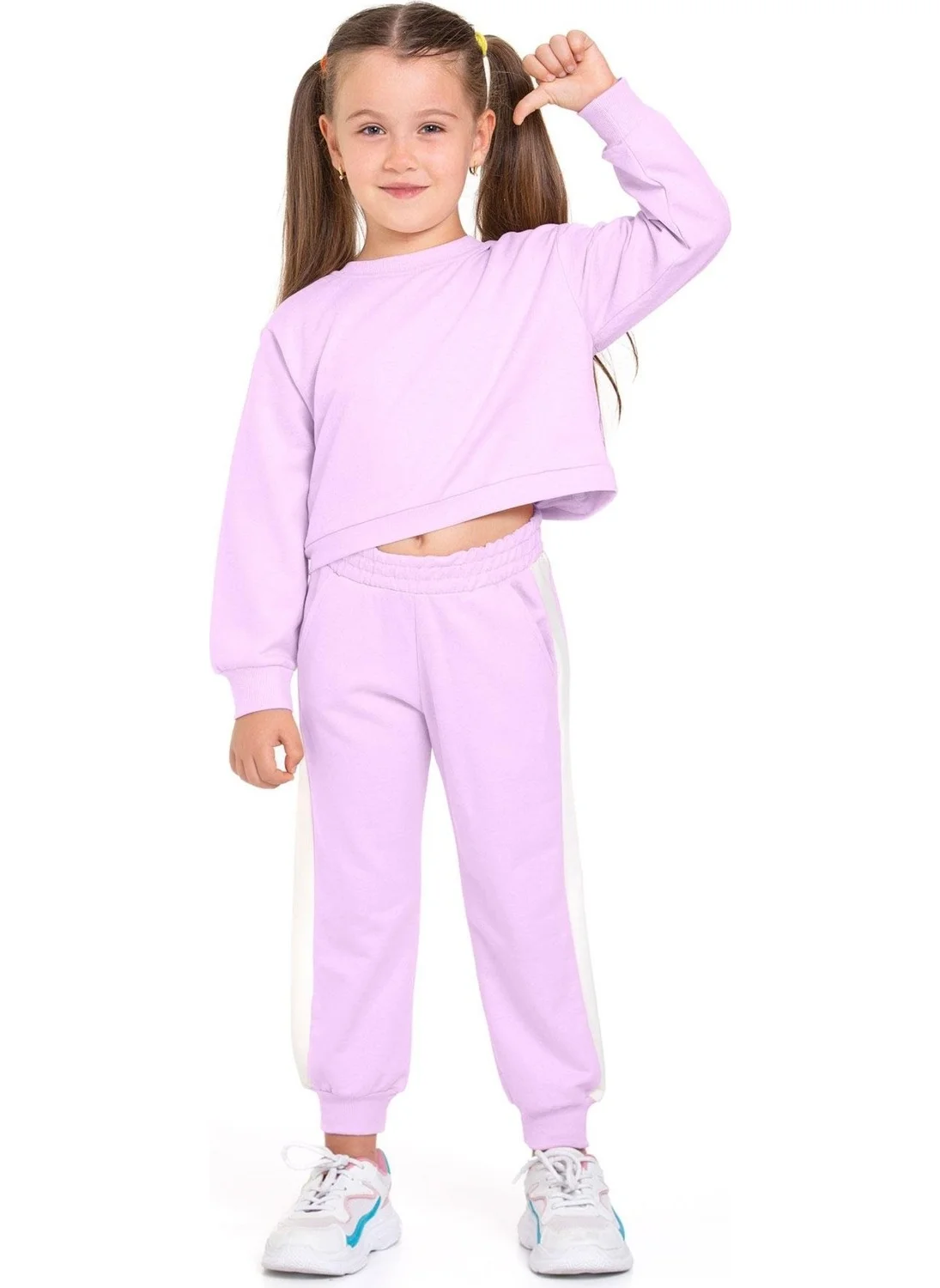 Zepkids Lilac Color Girl Tracksuit with Bow Accessory