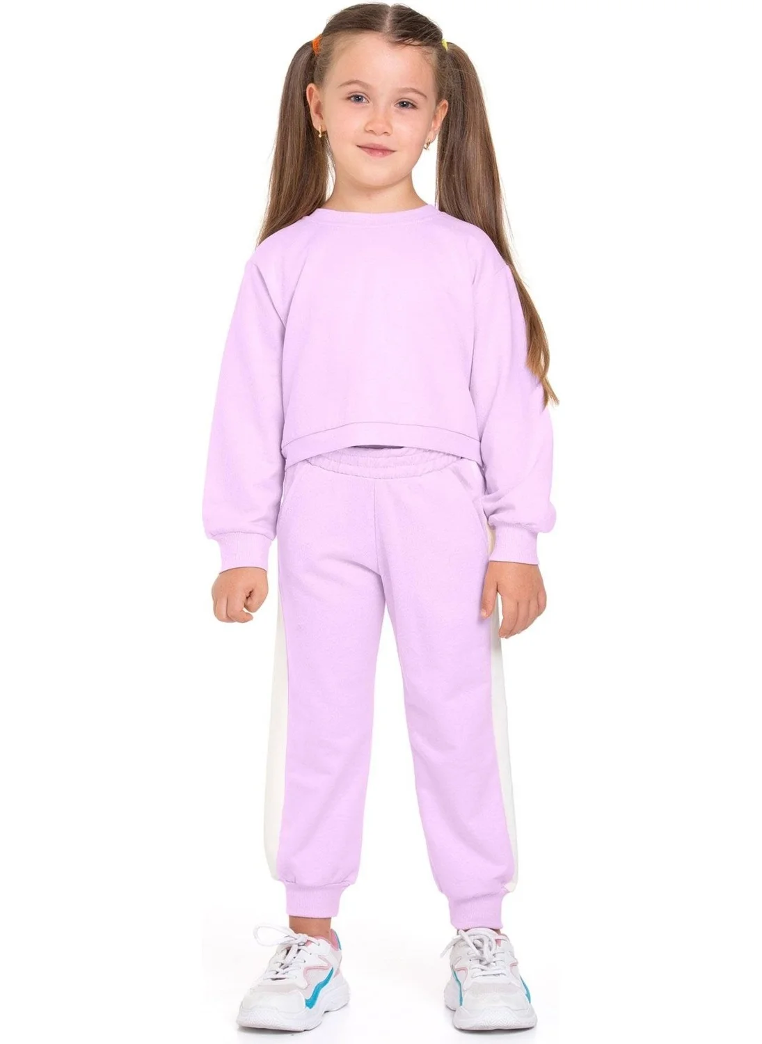 Zepkids Lilac Color Girl Tracksuit with Bow Accessory