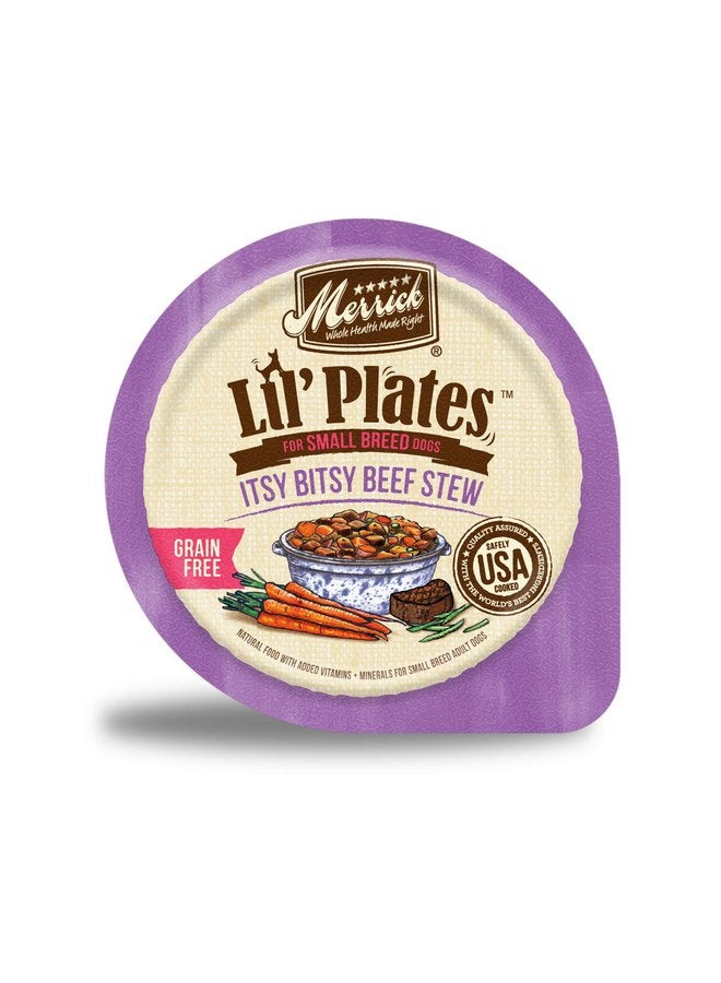 Merrick Lil’ Plates Grain Free And Gluten Free Natural Wet Dog Food For Small Dogs, Soft Itsy Bitsy Beef Stew - (Pack of 12) 3.5 oz. Tubs - Image 1