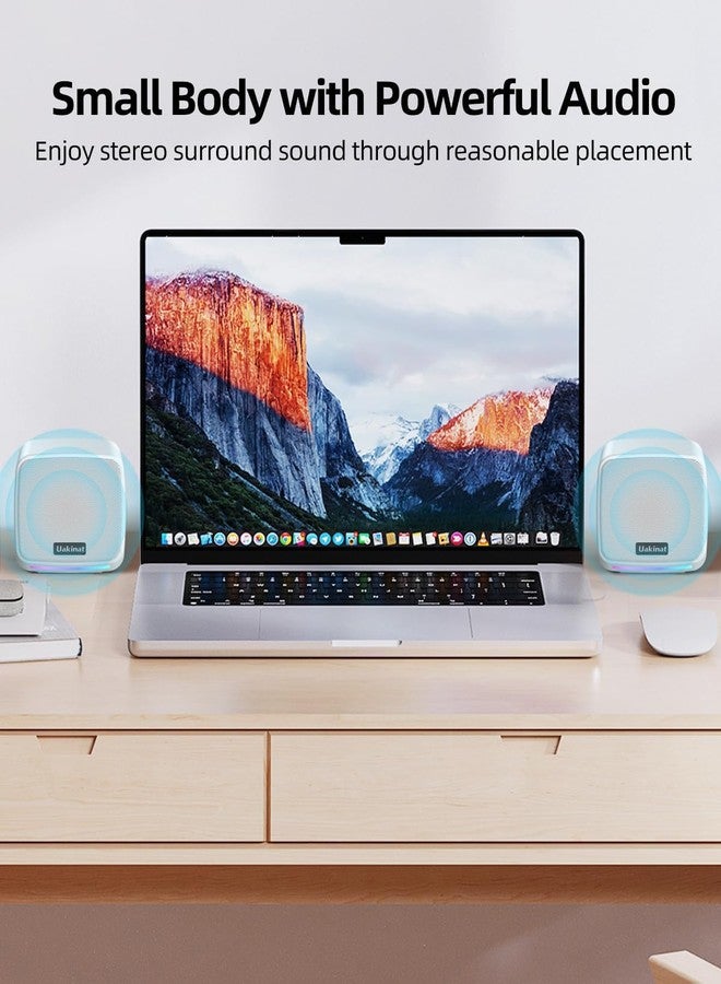 Uakinat Computer Speakers,Computer Speakers for Desktop PC,Desktop Speakers(White) - Image 4