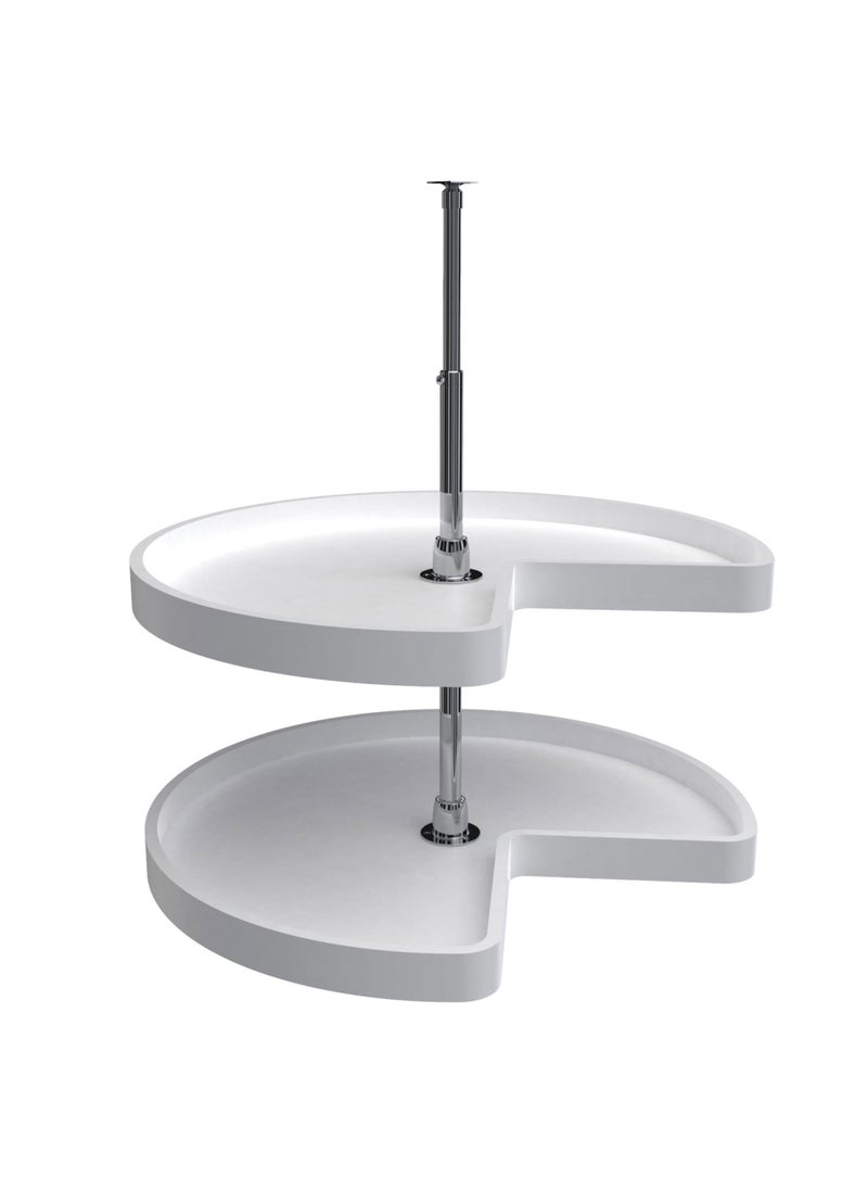 Rev-A-Shelf RevAShelf 28 Kidney Shaped Dual Tier Lazy Susan Shelf Organizer for Corner Base Kitchen Cabinets Plastic Home Storage White 6472281152 