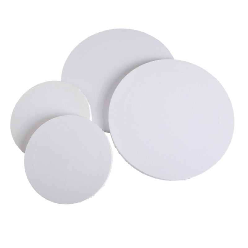 Allgemein Ivon Round Canvas 4pcs Professional Stretched Circle Canvas Board for Painting Acrylic Pouring  12inch  8inchwhite