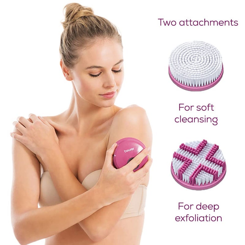 Beurer FC55 Electric Body Scrubber for Exfoliating and Massage, Waterproof for Showering, Cordless and Rechargeable, Spinning Skin Cleansing Brush with 2 Attachments - Image 3