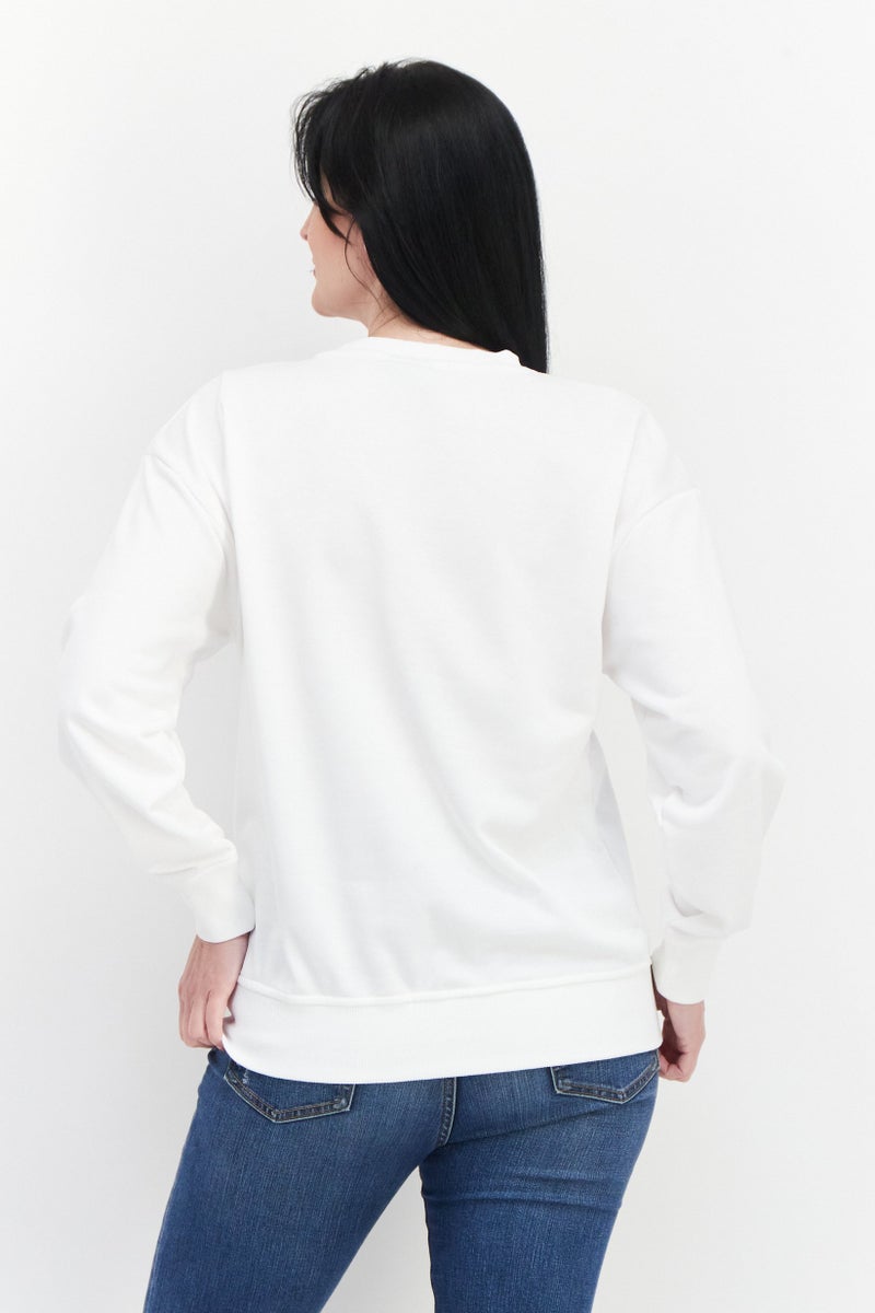 Marilyn Monroe Women Crew Neck Printed Long Sleeve Sweatshirts, White - Image 3