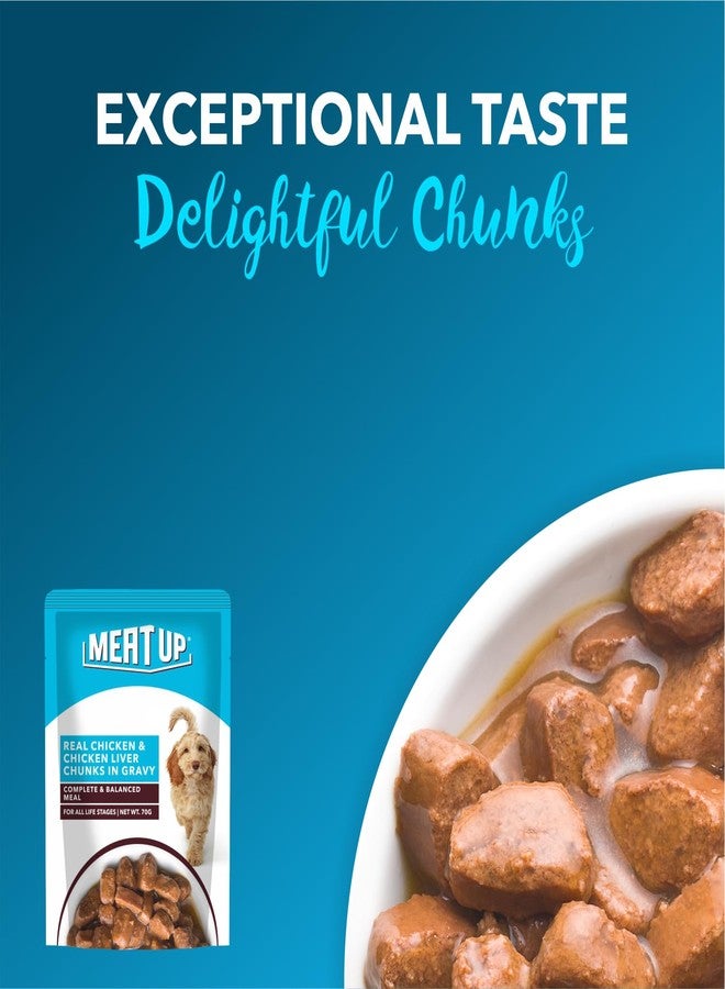 Meat Up Adult Wet Dog Food (8 x 70g) 560g + 560g (Free) 1120g| Real Chicken in Gravy| Buy 1 Get 1 | Healthy Digestion | Promotes Health & Vitality | Complete and Balanced Meal - Image 3