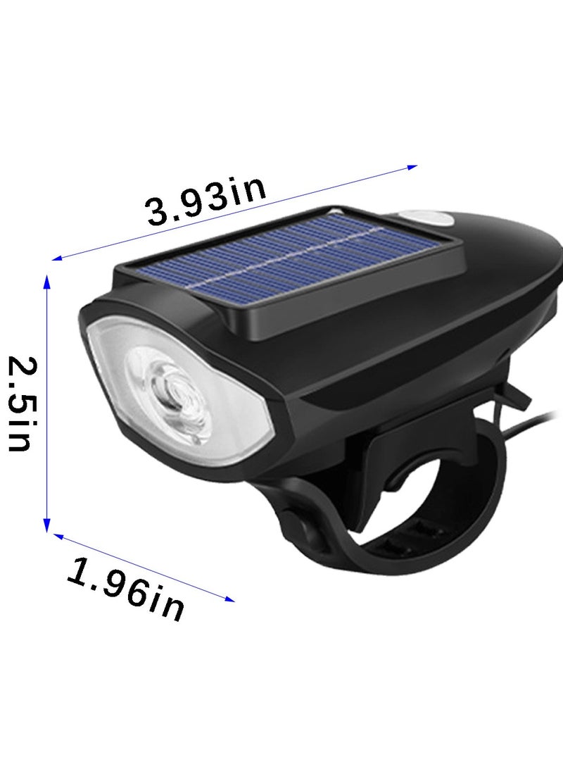ACYYH Solar Powered Bicycle Light with Horn, USB Rechargeable, Waterproof Mountain Bike Headlight, Waterproof Safety Bike Front & Rear Light for Road, Mountain, Night Riding - Image 2
