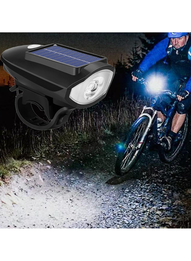 ACYYH Solar Powered Bicycle Light with Horn, USB Rechargeable, Waterproof Mountain Bike Headlight, Waterproof Safety Bike Front & Rear Light for Road, Mountain, Night Riding - Image 3