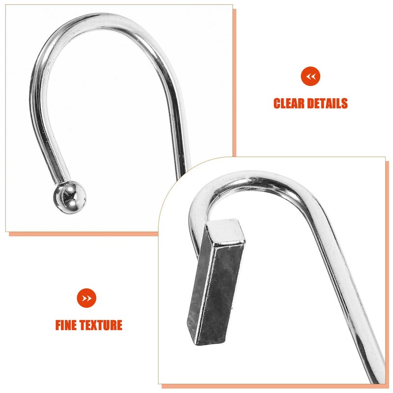 Chrome Square And S Shaped Metal Shower Curtain Hooks Rust Resistant Bathroom Hangers - Image 4