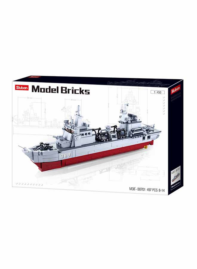 Sluban Model Bricks Series - Supply Ship Building Blocks 497  Piece With 4 Vehicles - For Age 8+ Years Old - Image 1