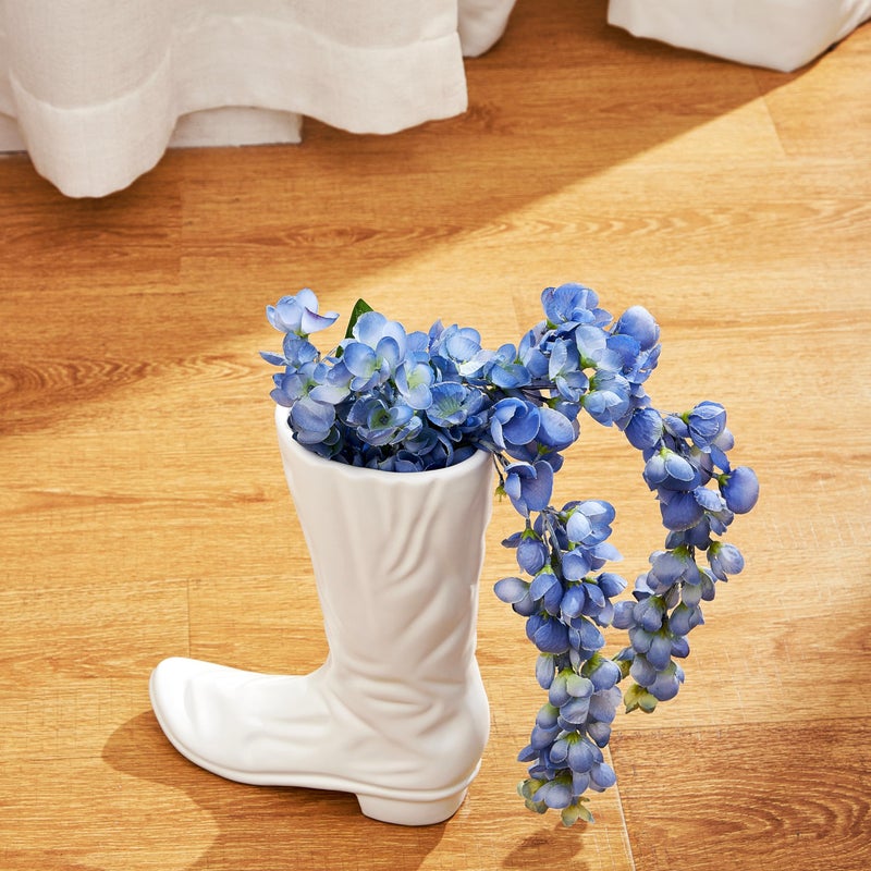 Denique White Ceramic Cowboy Boot Vase, Unique Boot Shaped Flower Vase for Home Decor, Modern Farmhouse Decorative Vase for Living Room, Bedroom, Office, Table Centerpiece, Gift for Women - Image 5