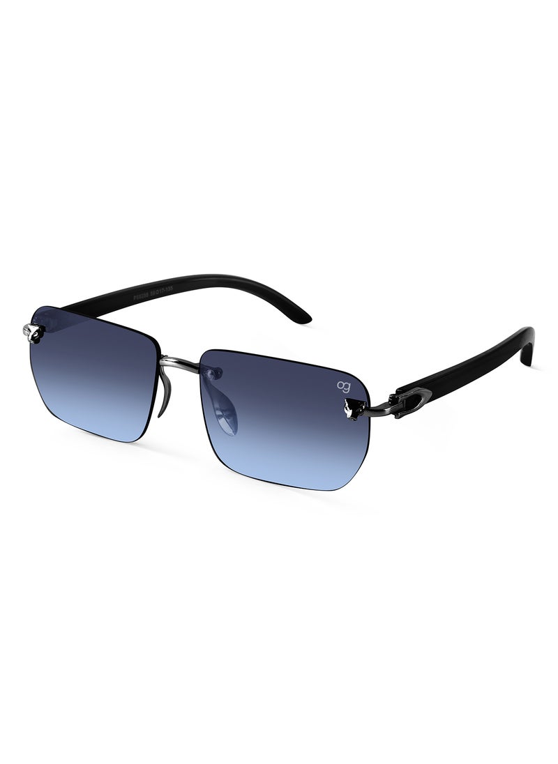 Woggles - Uv-Protected Blue Rimless Rectangle Sunglasses - Image 1