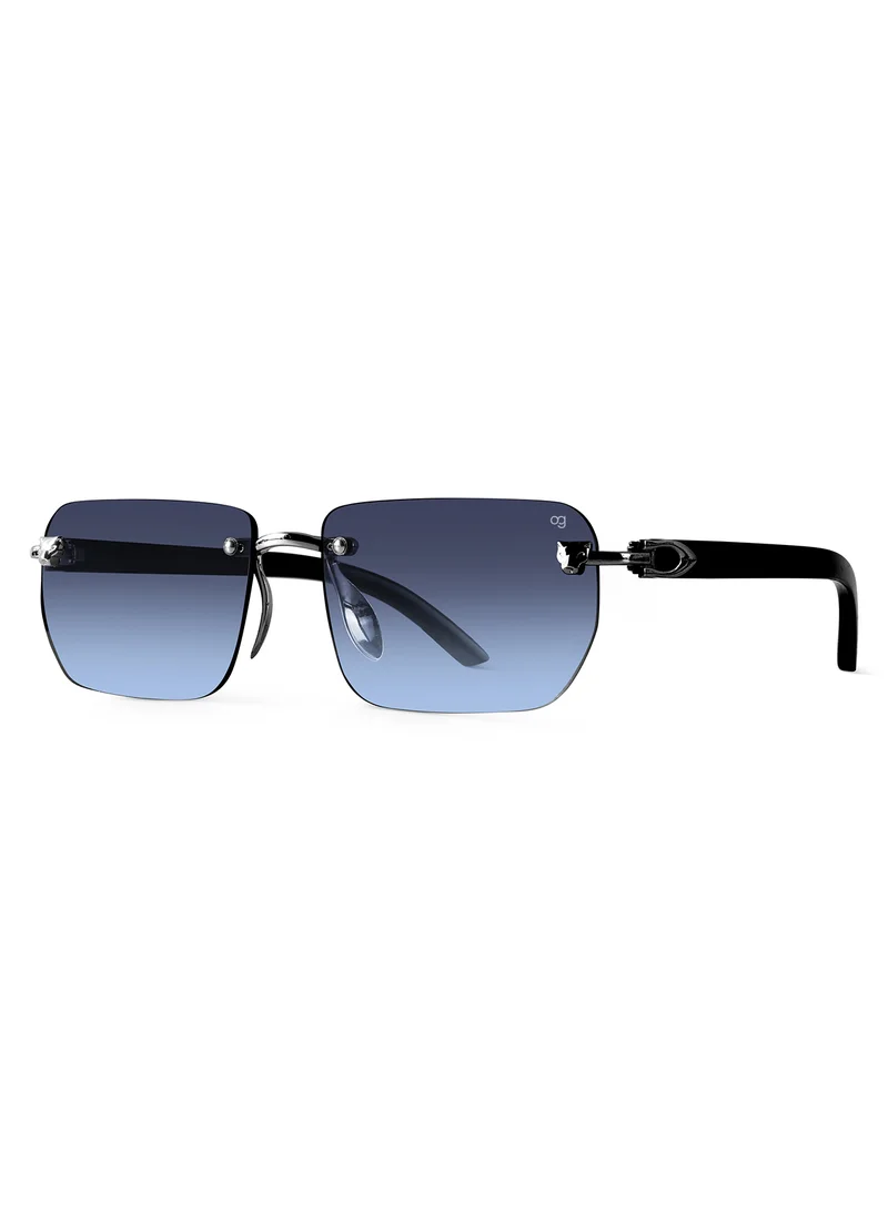 ووجلز Uv-Protected Blue Rimless Rectangle Sunglasses