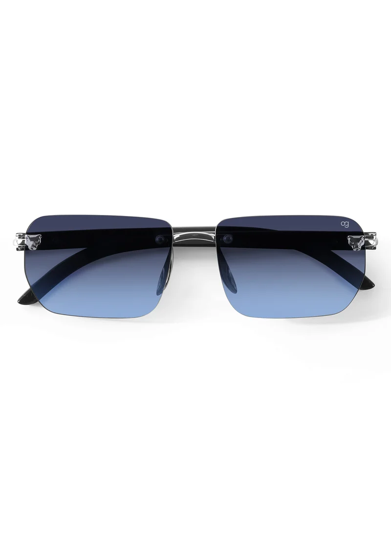 ووجلز Uv-Protected Blue Rimless Rectangle Sunglasses