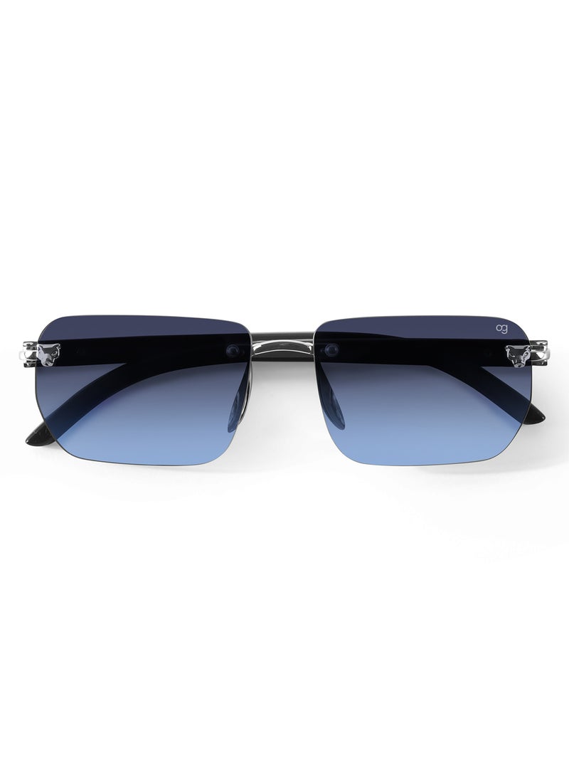 Woggles - Uv-Protected Blue Rimless Rectangle Sunglasses - Image 1