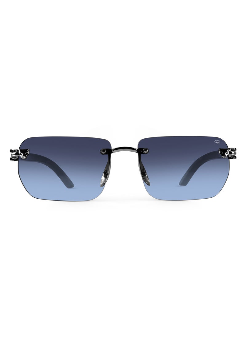 Woggles - Uv-Protected Blue Rimless Rectangle Sunglasses - Image 1