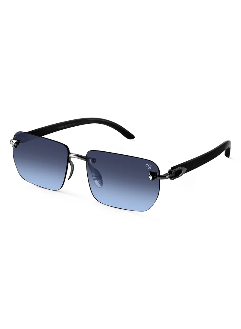 Woggles Uv-Protected Blue Rimless Rectangle Sunglasses