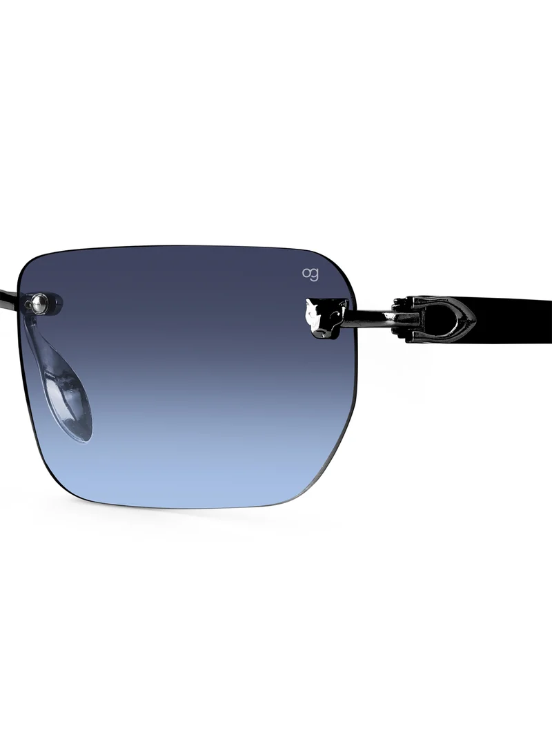 Woggles Uv-Protected Blue Rimless Rectangle Sunglasses