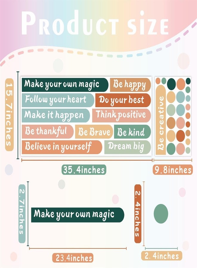 HATARU Colorful Inspirational Wall Sticker Decor Motivational Quotes Wall Stickers Positive Saying Sticker Decal for Classroom Removable Polka Dot Wall Art Decal for Nursery Kids Bedroom Preschool Home Decor - Image 4