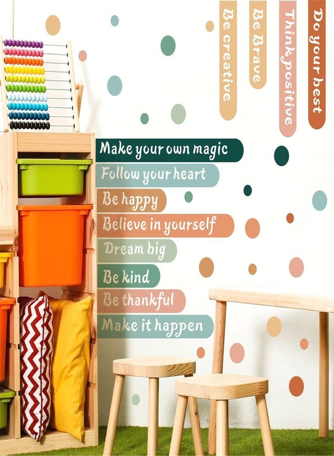 HATARU Colorful Inspirational Wall Sticker Decor Motivational Quotes Wall Stickers Positive Saying Sticker Decal for Classroom Removable Polka Dot Wall Art Decal for Nursery Kids Bedroom Preschool Home Decor - Image 2