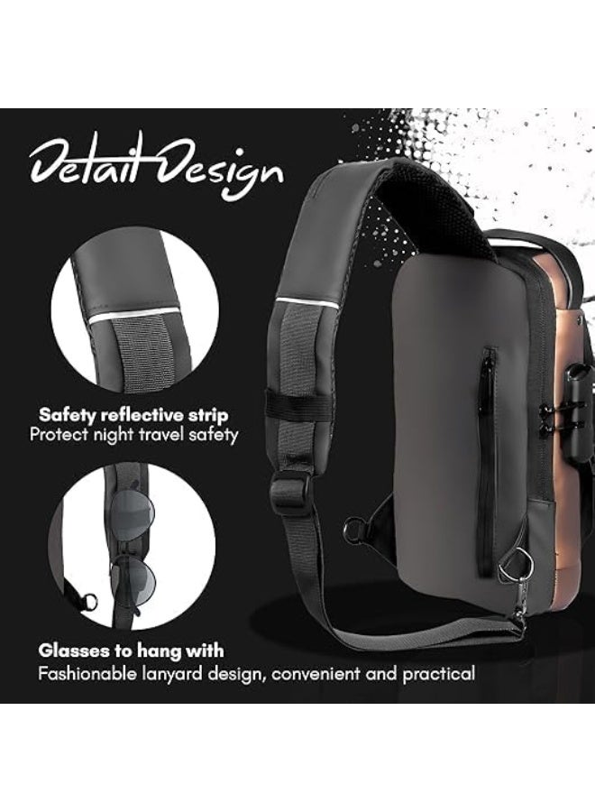 Anti-Theft Sling Bag, USB Charging Port, Password Lock, Multi-pocket Design, Shoulder Bag, Cross Body Bag, Handbag - Image 5