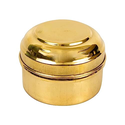Spillbox Tradition Pure Brass Container | Mandir Roli Box | Dry Fruit Box | Diwali Gift (Small, 1) - Image 1