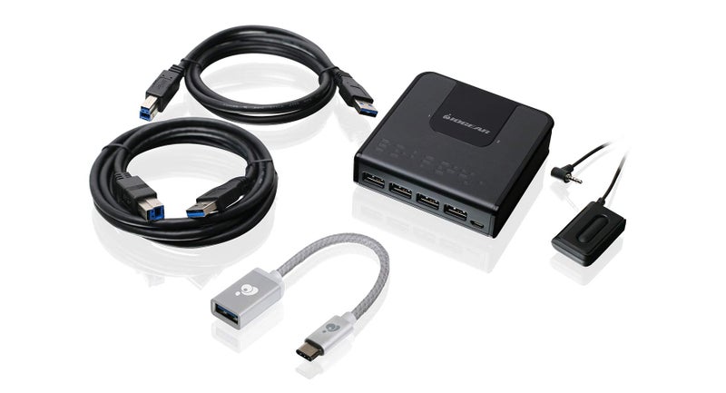 IOGEAR 4x2 USB 30 Peripheral Sharing Switch with USBC Adapter GUS432CA1KIT