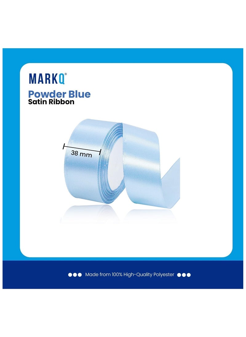 MARKQ Powder Blue Satin Ribbon 38mm x 25yd Fabric Polyester Ribbon for Gift Wrapping Party Favors Wedding Decorations Bow Making Bouquets Sewing Projects & Craft Supplies  - Image 2