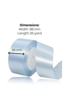 MARKQ Powder Blue Satin Ribbon 38mm x 25yd Fabric Polyester Ribbon for Gift Wrapping Party Favors Wedding Decorations Bow Making Bouquets Sewing Projects & Craft Supplies  - Image 2
