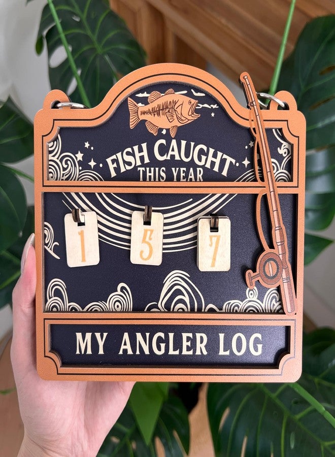 CuddleJunk Fisher Tracker Sign, Fish Caught This Year Counter, Angler Log Cabin Decor,Wooden Fishing Tally Counter Sign (Multicolor) - Image 4