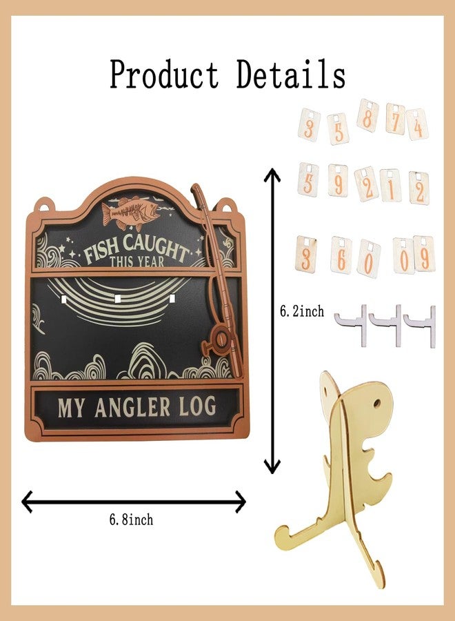 CuddleJunk Fisher Tracker Sign, Fish Caught This Year Counter, Angler Log Cabin Decor,Wooden Fishing Tally Counter Sign (Multicolor) - Image 2