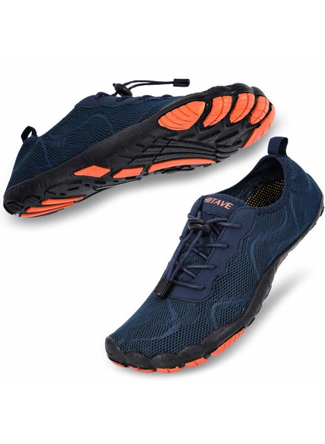 HIITAVE Men Barefoot Water Shoes Beach Aqua Socks Quick Dry for Outdoor Sport Hiking Swiming Surfing, Navy, 9 - Image 1