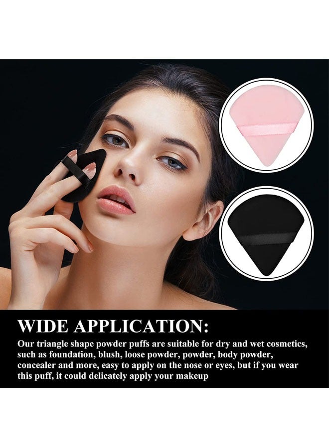 Soft Triangle Powder Puffs for Loose Mineral Body Powder - Set of 10 Pcs - Makeup Tool with Strap - Black and Pink - Ultra Soft and Gentle on Skin - Image 5