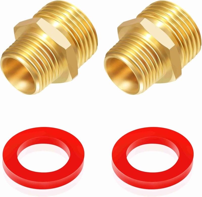 LitOrange عبوة 2 من موصلات حديقة نحاسية خالية من الرصاص بملف 3/4" GHT إلى 1/2" NPT، موصل دوار سريع من جرين ثامب، حجم خيط مزدوج ذكر 3/4" GHT × 1/2" NPT - Image 1